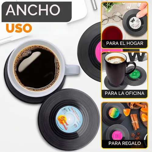 Vista 4 de 6Pcs Vinyl Coasters for Drinks, 4.1" Size, Durable & Heat-Resistant