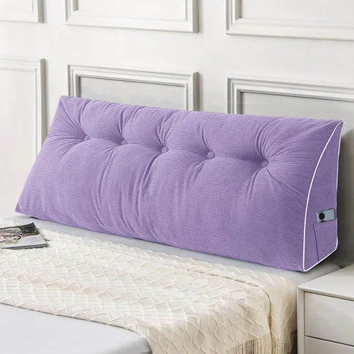 Vista 25 de Sasttie Almohada de Cabecera Queen, Almohada de Cuña de Cabecera para Sentarse en la Cama, Cojín Triangular con Soporte de Respaldo para Leer - Con