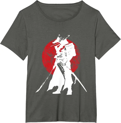 Vista 62 de Vintage Japanese Samurai Retro Bushido Warrior Japan Sword T-Shirt Asphalt Grey