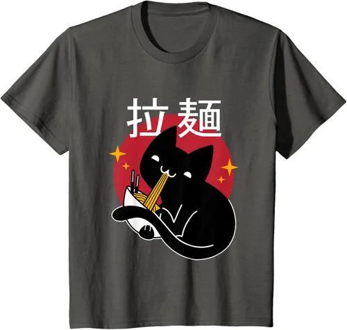 Vista 36 de Camiseta japonesa Ramen Noodle Cat, Negro