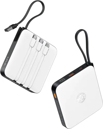 Vista 8 de VRURC Cargador portátil de 20000 mAh de carga rápida de 20 W con 4 cables incorporados Travel Essentials, batería externa para iPhone serie
