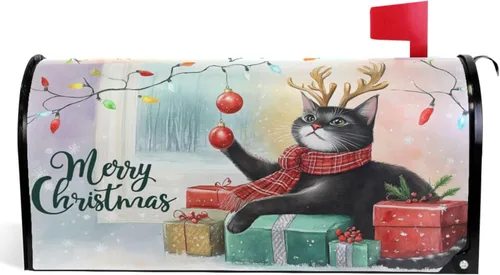 Vista 10 de Funda Magnética para Buzón Feliz Navidad Camión Árbol Tamaño Grande Muñeco de Nieve de Invierno Cuadros Buffalo Fundas para Buzón Tamaño Estándar