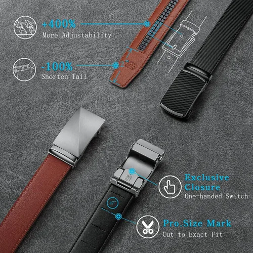 Vista 3 de Zitahli Men's Belt,Ratchet Belt Dress with Premium Leather,Slide Belt with Easier Adjustable Automatic Buckle