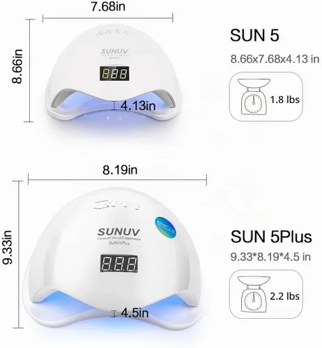 Vista 2 de SUNUV SUN5 Plus - Lámpara de uñas UV, guantes de luz UV para secador de uñas de gel para lámpara de esmalte de uñas de gel con sensor automático