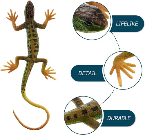 Vista 7 de NUOBESTY Figura de lagarto falso de juguete de plástico de lagarto figura de acción de reptil juguete para colección ciencia educativo (verde)