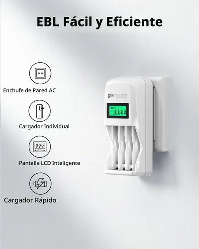 Vista 2 de EBL Cargador de batería LCD Smart Individual 907 AA AAA Cargador de batería recargable para baterías recargables Ni-MH Ni-CD
