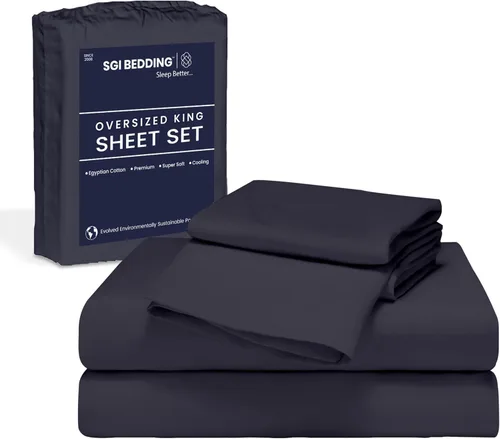 Vista 21 de SGI Bedding 108" x 108" Juego de sábanas de 4 piezas de tamaño Alaskan King de 1000 hilos 100% de algodón egipcio - Sábanas de bolsillo profundo