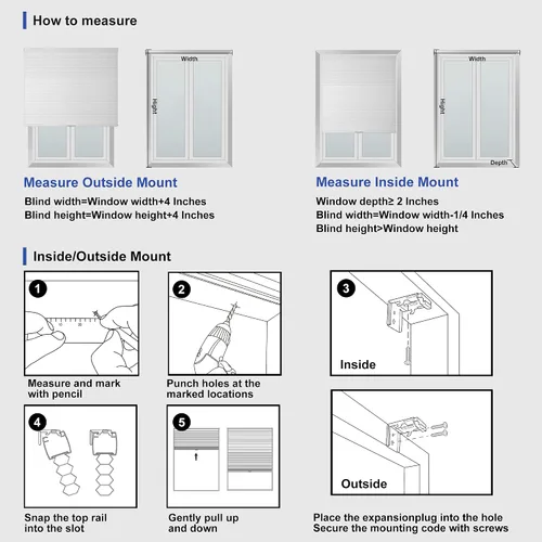 Vista 7 de Persiana celular opaca para ventana, sin cables, con protección UV, aislamiento fácil de instalar para dormitorio, oficina, sala de estar, beige