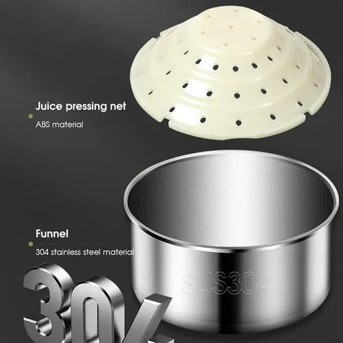 Vista 7 de Exprimidor manual, exprimidor manual, prensa manual de acero inoxidable 304, extractor de jugos eficiente con taza medidora de 10.1 fl oz