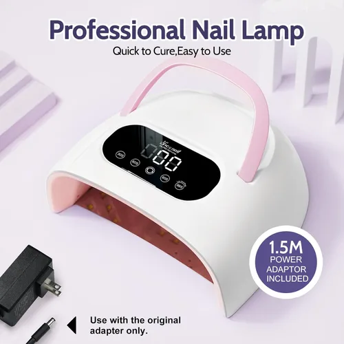 Vista 6 de Lámpara de uñas LED UV, lámpara profesional de uñas de gel de alto vatio con sensor inteligente, secado rápido, 4 temporizadores, secadora