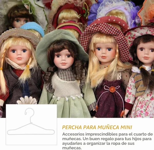 Vista 8 de 20 piezas de ropa para muñecas, colgador de metal para muñecas, ropa de muñeca, accesorios para ropa de muñeca, vestido de 2.25 pulgadas