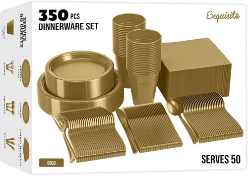 Vista 36 de Exquisite 350 Piezas Platos de Plástico de Cumpleaños Azules Para Fiestas, Juego de Platos Desechables de Cumpleaños Azules, 50 de Cada Juego