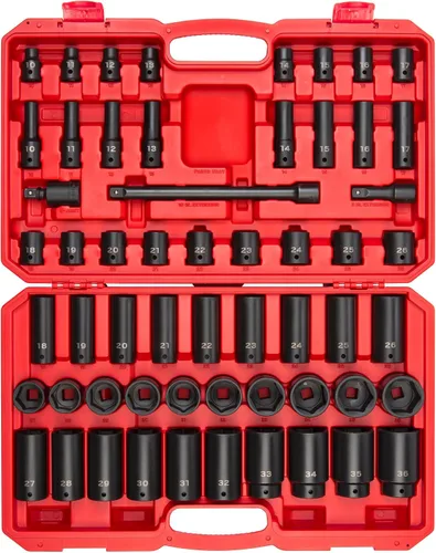 Vista 7 de TEKTON - Juego de llaves de tubo de 1/2 pulgada, impacto de 6 puntos, poco profundo con rieles y bandeja, 8 piezas (1-9/16-2 pulgadas) SID92106