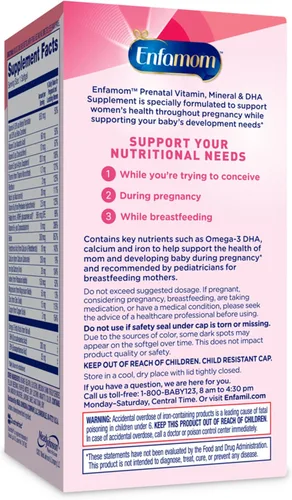 Vista 7 de Suplemento multivitamínico prenatal de Enfamom, 30 cápsulas de gel, para mujeres embarazadas y lactantes, con omega-3 DHA, ácido fólico, suplemento