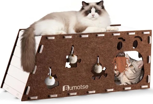Vista 11 de Cueva de fieltro para gatos de interior, túnel modular escondite para gatos grandes de hasta 22 libras, acogedor condominio de fieltro lavable
