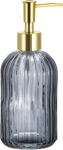 Vista 7 de uxcell Dispensador de jabón – Dispensador de jabón de manos de vidrio de 13.5 onzas con bomba dorada para cocina y baño, color azul