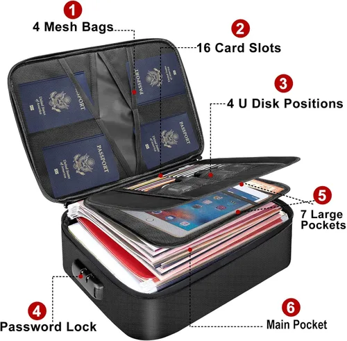 Vista 2 de DocSafe Bolsa organizadora de archivos, juego de caja de documentos ignífuga con cerradura