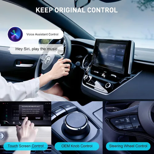 Vista 6 de Adaptador inalámbrico CarPlay y Android Auto, 4 en 1 AI Box Lite para CarPlay con cable de fábrica o coches Android Auto, conexión de 2 canales