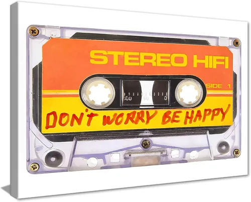 Vista 15 de MAMAGO Impresiones de cinta vintage de cassett motivacional, decoración de pared, cinta azul HD que hace que la felicidad sea más fuerte
