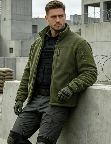 Vista 2 de TACVASEN - Chaqueta de forro polar para hombre, cremallera completa Verde militar