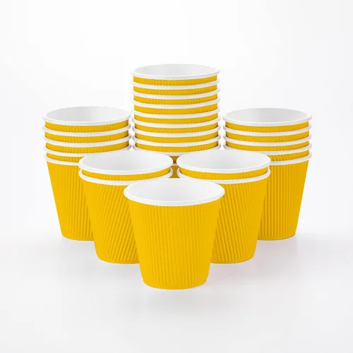 Vista 39 de Tazas para café de papel aislado, pared ondulada, kraft, 12 onzas - Caja de 25 unidades - tapas a juego: RWA0360B, RWA0360W, RWA0328LG, RWA0328GR