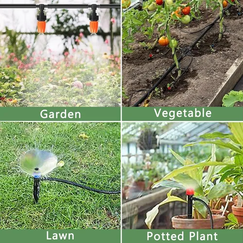 Vista 7 de Kit de riego por goteo de 200 pies + 40 pies, sistema de riego de jardín con tubo principal de 8/11 mm, tubo de riego de distribución de 4/7 mm
