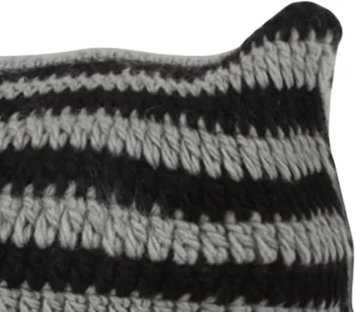 Vista 3 de Gorro de invierno para mujer, cálido, holgado, con orejas de gato, a rayas, con puños, calavera, cálido, para esquí