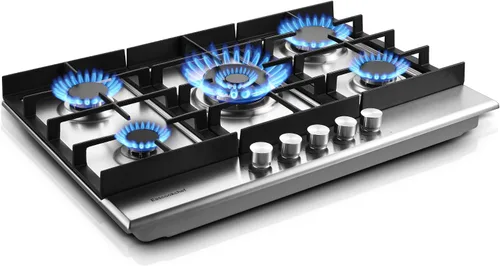 Vista 8 de Eascookchef - Placa de cocina de gas de 2 quemadores con protección de termopar - NG/LPG convertible de 30 cm (12 pulgadas) de acero inoxidable