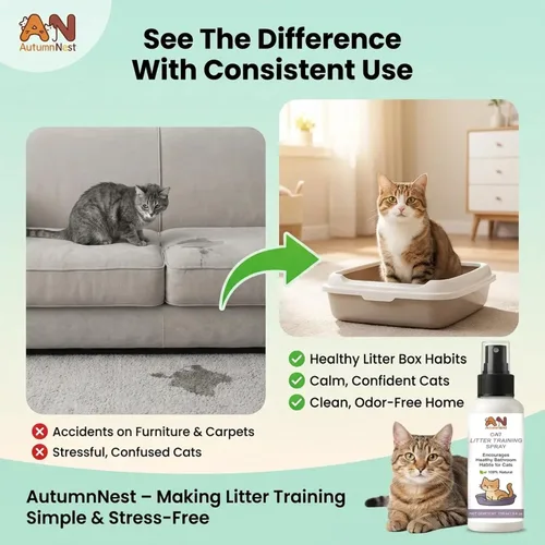 Vista 5 de Spray de entrenamiento de arena para gatos, paquete de 2 (10.1 onzas líquidas en total) – 5.1 fl oz cada atractor natural para gatos y gatitos