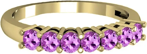 Vista 2 de Dazzlingrock Collection 2.5mm Round Gemstone Seven Stone Stackable Wedding Band for Women in 14K Solid Gold