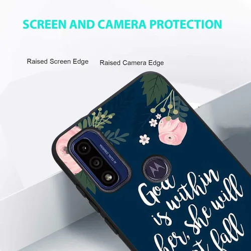 Vista 5 de Compatible con Motorola Moto G Pure - Funda con citas inspiradoras, rosa y floral, con versículos bíblicos cristianos alentadores para Moto Case
