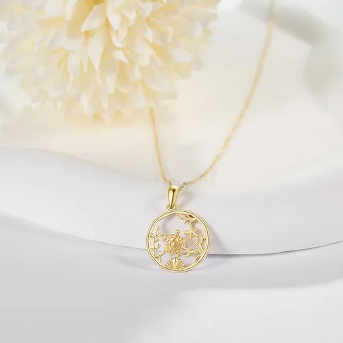Vista 2 de Collar de oro real de 14k para amantes de animales, joyería delicada de verano, regalo para mujeres, amantes de los animales, regalo de San