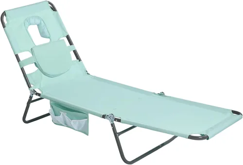 Vista 13 de SUNNYFEEL Lay Flat Silla de bronceado, tumbona boca abajo, reclinable de 5