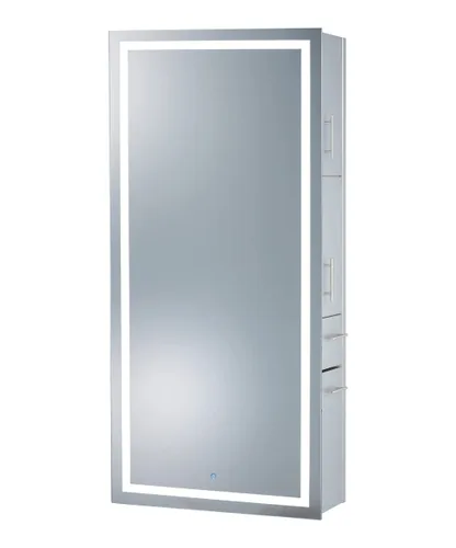 Vista 8 de Pibbs Lumina - Espejo LED de salón y servidor de almacenamiento, espejo extra grande de longitud completa, luz LED regulable integrada, botón