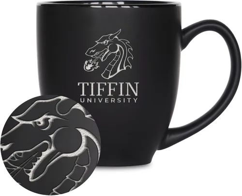 Vista 130 de Rico Industries - Taza de cerámica mate negra con grabado láser estándar de 15oz para NCAA (escuelas T & U) - Para bebidas calientes o frías