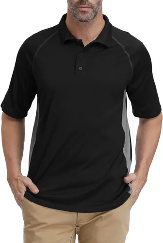 Vista 2 de Camiseta Polo de golf de alto rendimiento absorbentes de la humedad de manga corta para hombres con bloqueo lateral tallas grandes M-7XL
