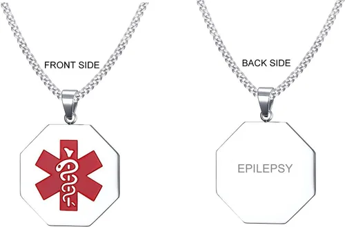Vista 88 de VNOX Collar con colgante personalizado de acero inoxidable con grabado personalizado para identificación de alerta médica de emergencia para hombres