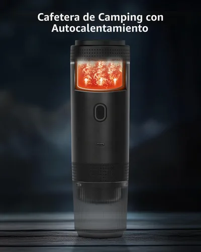 Vista 5 de Cafetera eléctrica portátil, cafetera de coche para viajes y campamento, cafetera a batería compatible con café molido y cápsulas NS, color negro