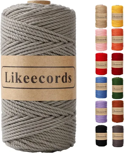 Vista 32 de Likeecords Cordón de algodón para macramé de 3mm x 100 metros, hilo torcido de 3 hebras, cuerda de macramé, hilo de algodón para macramé, cuerda