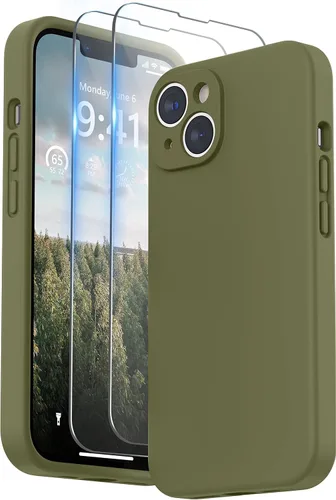 Vista 26 de SURPHY Compatible con iPhone 14 Funda con protector de pantalla (protección para la cámara y forro de microfibra suave) Funda de silicona líquida