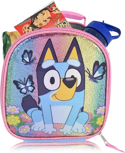 Vista 4 de Mochila Bluey con lonchera para niños, bolsa escolar de 16 pulgadas Azul