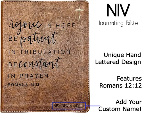 Vista 5 de NIV Biblia de diario Personalizado con nombre El diseño personalizado está ilustrado a mano y grabado con láser Regalo para cumpleaños