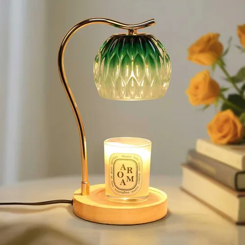 Vista 19 de GEEZO - Lámpara calefactora de fragancia para velas, calentador de velas eléctrico con temporizador y regulador de intensidad, regalos de Navidad