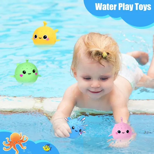 Vista 6 de 4 bolas de agua de delfines, juguetes sensoriales flotantes para aliviar el estrés para niños, pelotas de agua para niños pequeños, juguetes