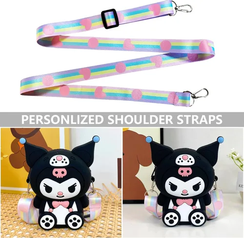 Vista 6 de CZZLYJ Kuromi Kuromi Bag Kuromi de dibujos animados Kawaii Bolso de hombro lindo Kuromi Wallet My Melody Anime Monedero Regalos de cumpleaños, Negro