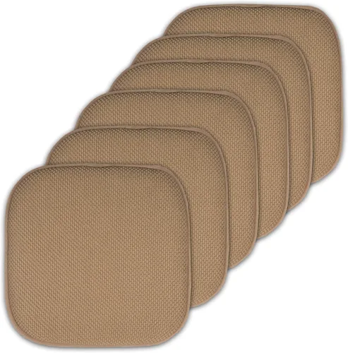 Vista 137 de Sweet Home Collection Cojines de espuma viscoelástica para silla, antideslizantes, diseño de panal de abeja, 16 x 16 pulgadas, paquete de 2