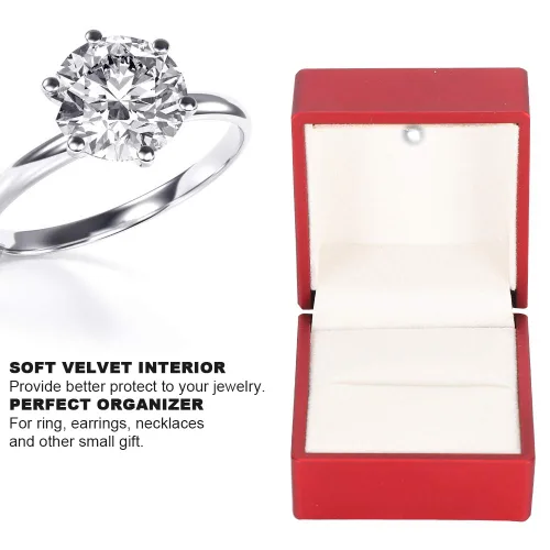 Vista 8 de Betued LED light ring box, ring box with LED light, fine workmanship in mini size jewelry display gift box for marriage proposal engagement(Red on