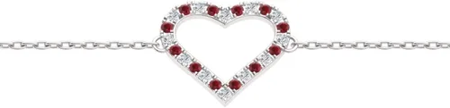 Vista 2 de Diamondere Pulsera de cadena de corazón de diamantes y piedras preciosas naturales y certificadas, en oro blanco de 14 quilates, pulsera de 0.34