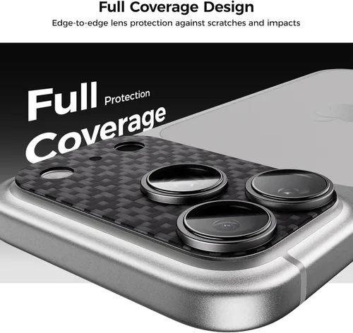 Vista 4 de BENKS ArmorWarrior - Protector de lente de cámara para iPhone 17 Pro, vidrio templado recubierto de AR con fibra de aramida, resistente a