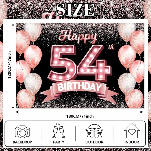 Vista 106 de Cartel de feliz cumpleaños décimo oro rosa, telón de fondo, saludos a 10 años, globos de confeti, decoración temática para niñas de 10 años